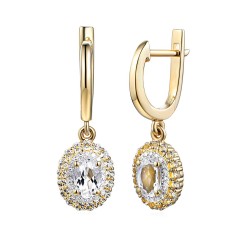 Kolczyki z białymi topazami i diamentami (E71860 Y WT A) - zdjęcie: 2