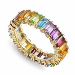 Pierścionek z kolorowymi kamieniami (R82675 Y)