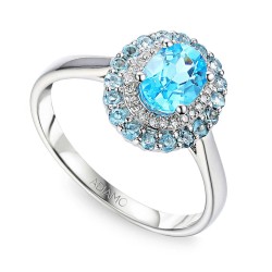 Pierścionek z niebieskimi topazami i diamentami (R71860 W BT): 10 - zdjęcie: 2