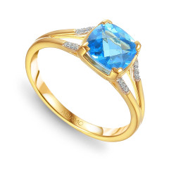 Pierścionek z niebieskim topazem i diamentami (R82458 Y BT): 10 - zdjęcie: 2