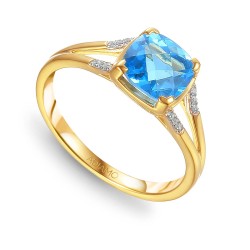 Pierścionek z niebieskim topazem i diamentami (R82458 Y BT): 10 - zdjęcie: 2