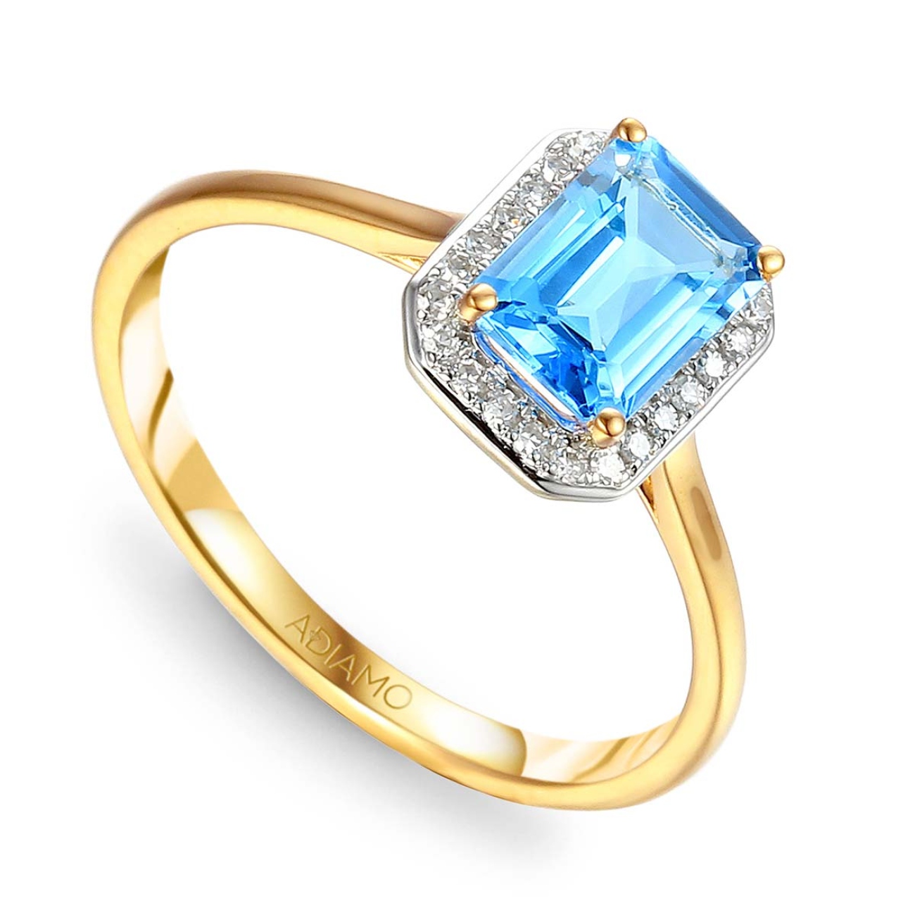 Pierścionek z niebieskim topazem i diamentami (R62904 Y M BT): 13