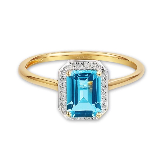 Pierścionek z niebieskim topazem i diamentami (R62904 Y M BT): 13