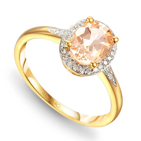 Pierścionek z morganitem i diamentami (R78031 Y MR)