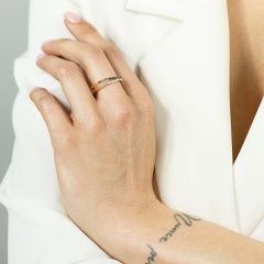 Pierścionek z czarnymi diamentami i diamentami (R74385 Y BD)