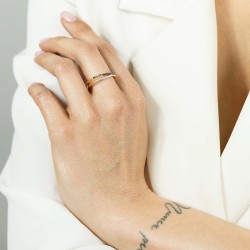 Pierścionek z czarnymi diamentami i diamentami (R74385 Y BD): 10 - zdjęcie: 3