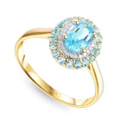 Pierścionek z niebieskimi topazami i diamentami (R71860 Y BT): 10 - zdjęcie: 2