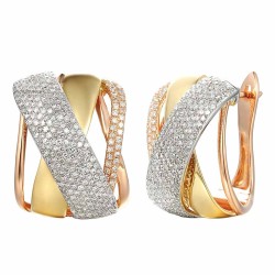 Kolczyki trzy kolory złota z diamentami (E49020 YWR) - zdjęcie: 2