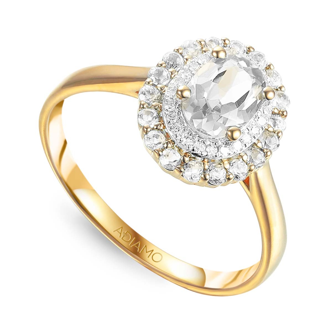 Pierścionek z białymi topazami i diamentami (R71860 Y WT): 10