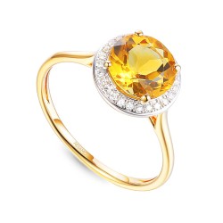 Pierścionek z cytrynem i diamentami (R62900 Y D CT): 15 - zdjęcie: 2