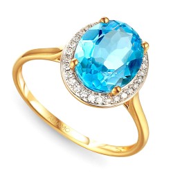 Pierścionek z niebieskim topazem i diamentami (R62898 Y D BT): 10 - zdjęcie: 2