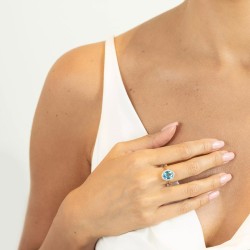 Pierścionek z niebieskim topazem i diamentami (R62898 Y D BT): 10 - zdjęcie: 5