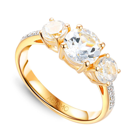 Pierścionek z białymi topazami i diamentami (R59520 Y WT)
