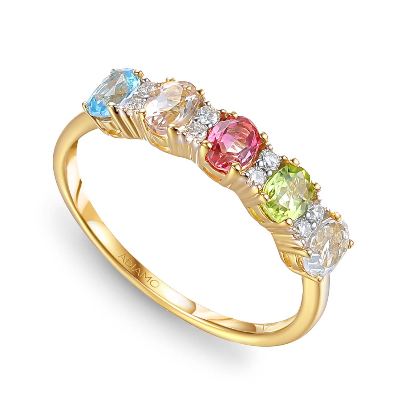 Pierścionek z kolorowymi kamieniami i diamentami (R47232 Y): 10