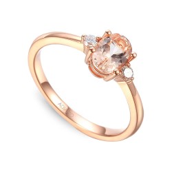 Pierścionek z morganitem i diamentami (R37303 R MR): 12 - zdjęcie: 2