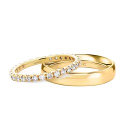 Obrączki ślubne, żółte złoto, diamenty, 1,65mm i 4mm: 9, 25 - zdjęcie: 2