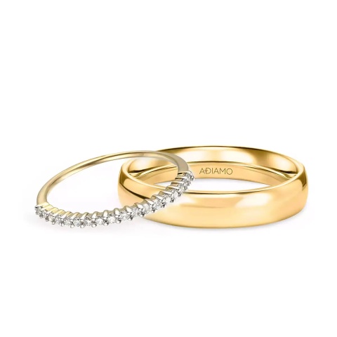 Obrączki ślubne, żółte złoto, diamenty, 1,5mm i 4mm (O-R47306 Y)