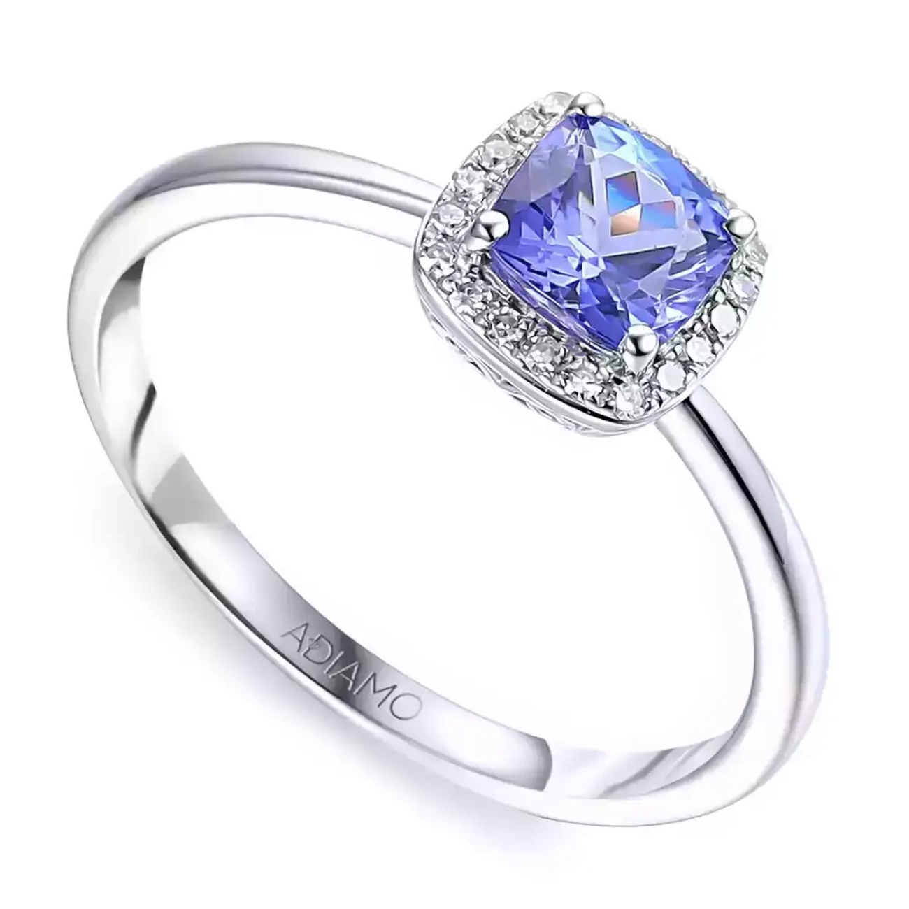 Pierścionek z tanzanitem i diamentami, białe złoto (R58266 W M T): 14