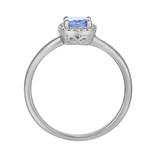 Pierścionek z tanzanitem i diamentami, białe złoto (R58266 W M T): 14