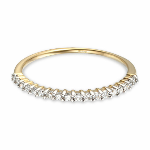 Obrączka ślubna, żółte złoto, diamenty, 1,5 mm