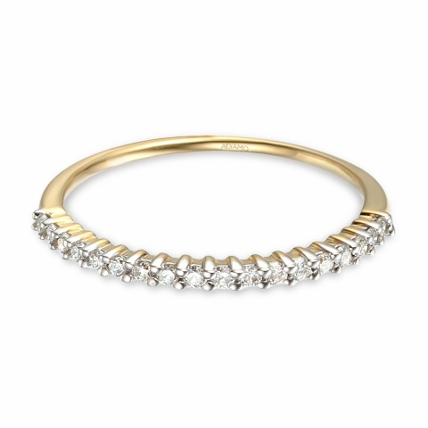 Obrączka ślubna, żółte złoto, diamenty, 1,5 mm