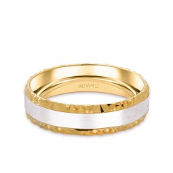 Obrączka ślubna damska, dwukolorowe złoto, trapezowa, 6 mm: 7 - zdjęcie: 2