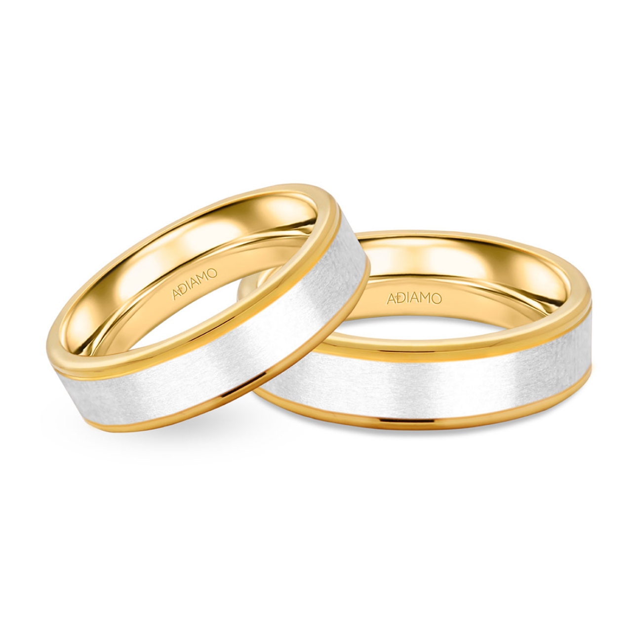 Obrączki ślubne, dwukolorowe złoto, płaskie, 5mm: 8, 23