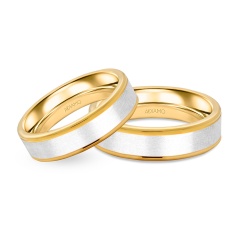 Obrączki ślubne, dwukolorowe złoto, płaskie, 5mm (O-AD74)