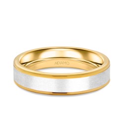 Obrączka ślubna męska, dwukolorowe złoto, płaska, 5 mm: 17 - zdjęcie: 2