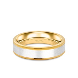 Obrączka ślubna damska, dwukolorowe złoto, płaska, 5 mm: 7 - zdjęcie: 2