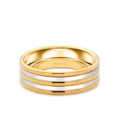 Obrączka ślubna damska, dwukolorowe złoto, płaska, 6 mm: 7 - zdjęcie: 2