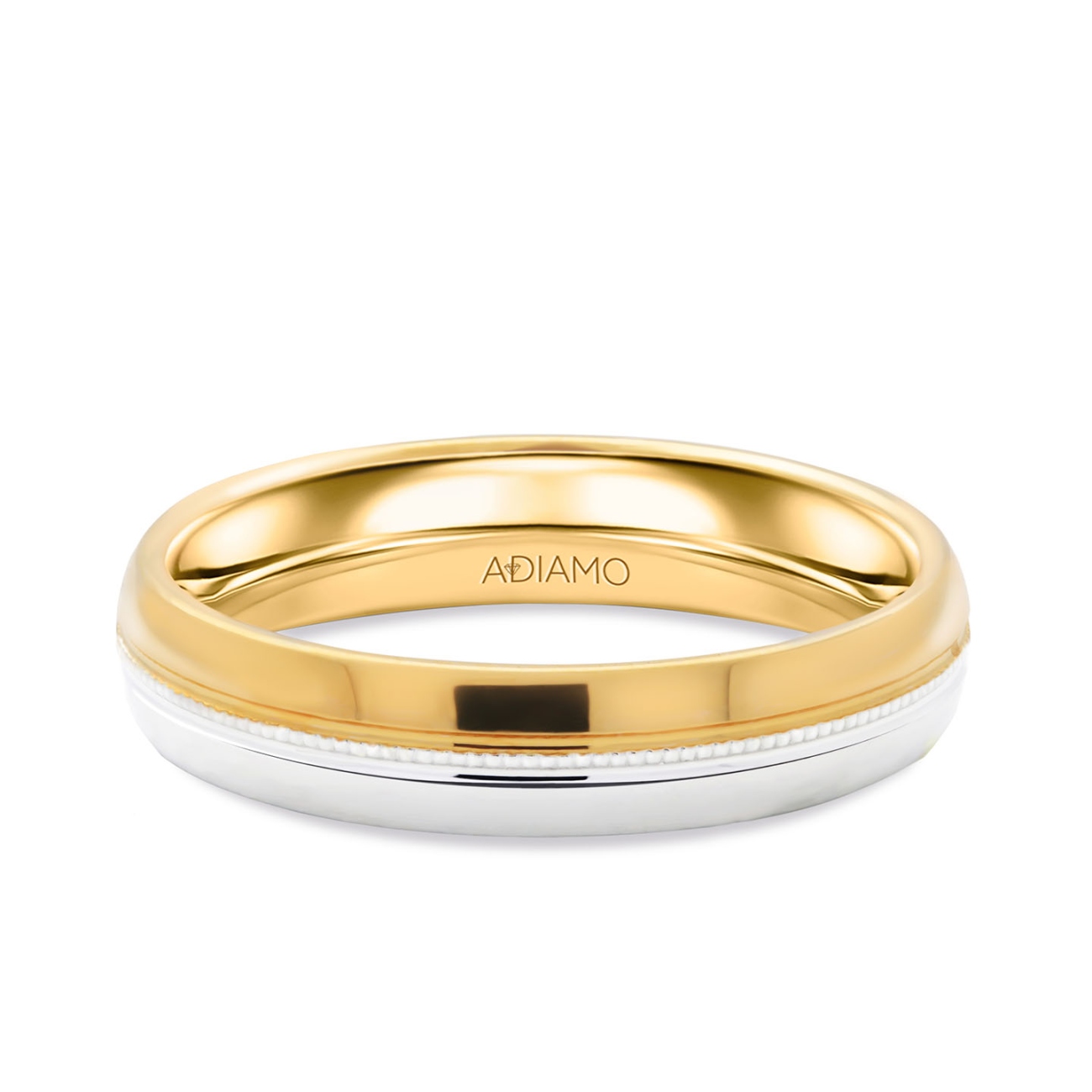 Obrączka ślubna męska, dwukolorowe złoto, półokrągła, 4 mm: 17