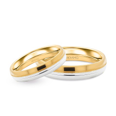 Obrączki ślubne, dwukolorowe złoto, półokrągłe, 4mm
