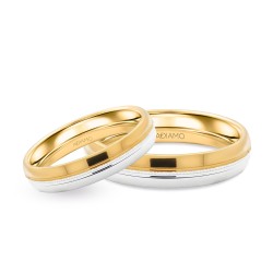 Obrączki ślubne, dwukolorowe złoto, półokrągłe, 4mm: 8, 23 - zdjęcie: 2