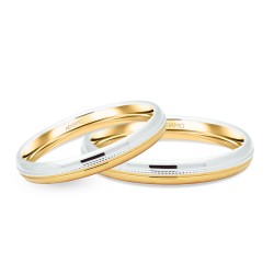 Obrączki ślubne, dwukolorowe złoto, półokrągłe, 3mm: 8, 23 - zdjęcie: 2