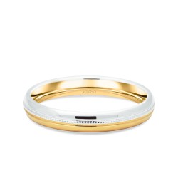 Obrączka ślubna męska, dwukolorowe złoto, półokrągła, 3 mm: 17 - zdjęcie: 2