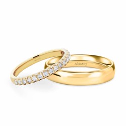 Obrączki ślubne, żółte złoto, diamenty, 2,5mm i 4mm: 9, 25 - zdjęcie: 2