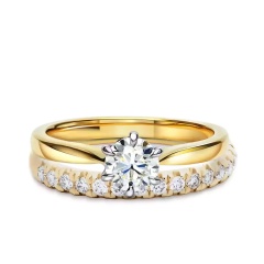 Obrączki ślubne, żółte złoto, diamenty, 2,5mm i 4mm (O-R59652 Y)