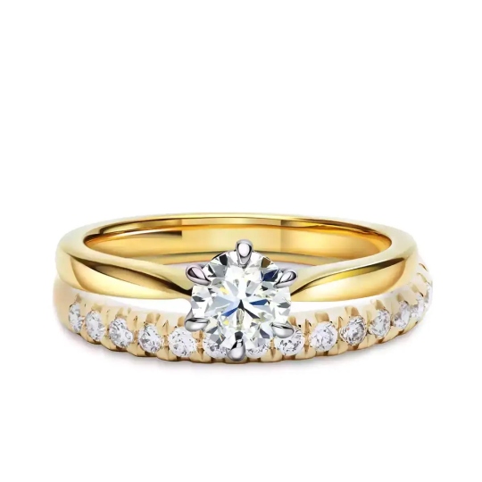 Obrączki ślubne, żółte złoto, diamenty, 2,5mm i 4mm: 9, 25