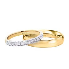 Obrączki ślubne, dwukolorowe złoto, diamenty, 2,5mm i 4mm (O-R59652 WY)