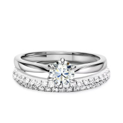 Obrączki ślubne, białe złoto, diamenty, 2,7mm i 4mm