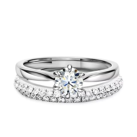 Obrączki ślubne, białe złoto, diamenty, 2,7mm i 4mm