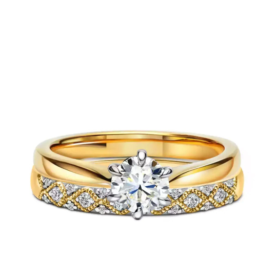 Obrączki ślubne, żółte złoto, diamenty, 2,5mm i 4mm: 9, 25
