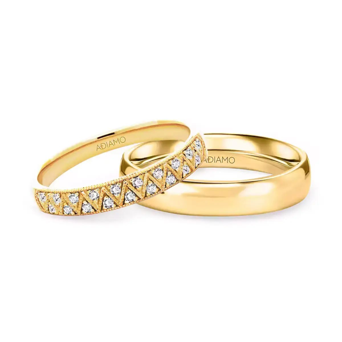 Obrączki ślubne, żółte złoto, diamenty, 3,1mm i 4mm: 9, 25