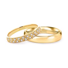 Obrączki ślubne, żółte złoto, diamenty, 3,1mm i 4mm (O-R79254 Y)