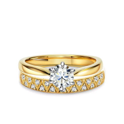 Obrączki ślubne, żółte złoto, diamenty, 3,1mm i 4mm: 9, 25 - zdjęcie: 4