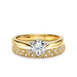 Obrączki ślubne, żółte złoto, diamenty, 3,1mm i 4mm: 9, 25 - zdjęcie: 4