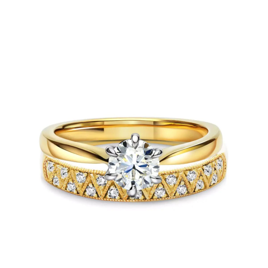 Obrączki ślubne, żółte złoto, diamenty, 3,1mm i 4mm: 9, 25