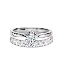 Obrączki ślubne, białe złoto, diamenty, 3,1mm i 4mm