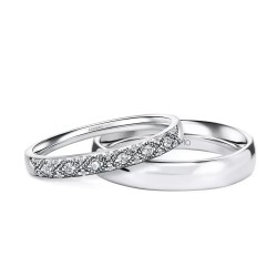 Obrączki ślubne, białe złoto, diamenty, 2,5mm i 4mm: 9, 25 - zdjęcie: 2